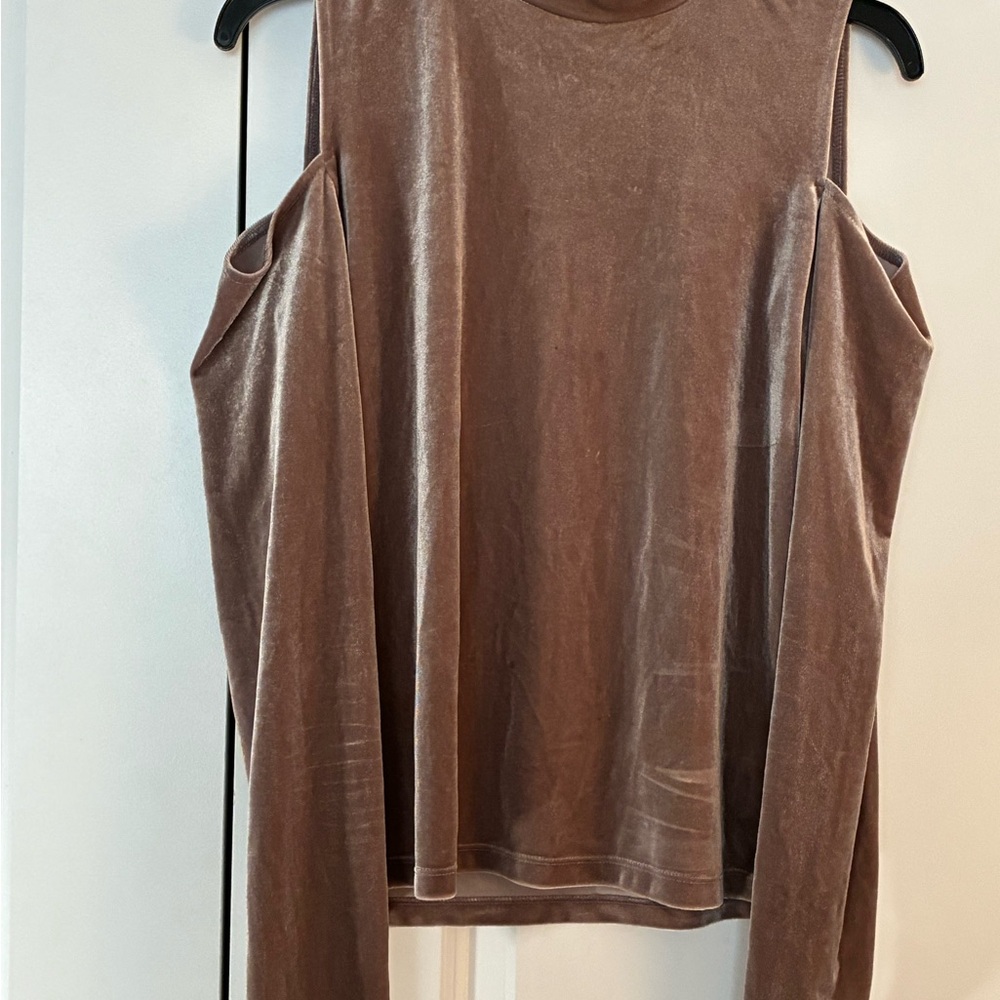 Aeropostale Brown Velvet Cold Shoulder Top